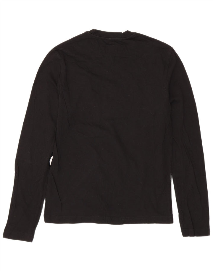 CALVIN KLEIN JEANS Męski top z grafiką, długim rękawem, mały, czarny, bawełniany