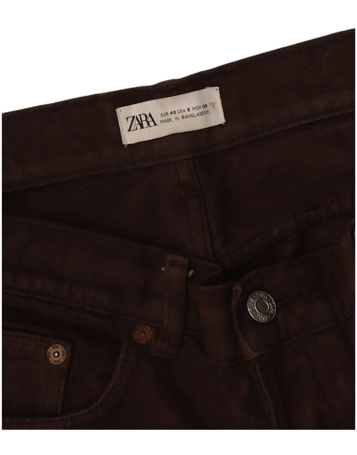 Damskie proste dżinsy Zara z wysokim stanem EU 40 Medium W30 L28 brązowe