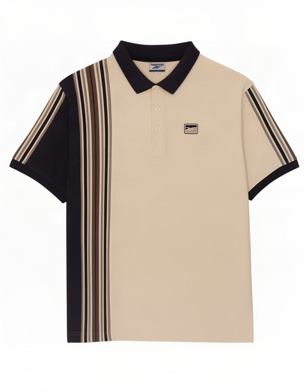 Męska koszulka polo Reebok, duża, biała, bawełniana w bloki kolorów