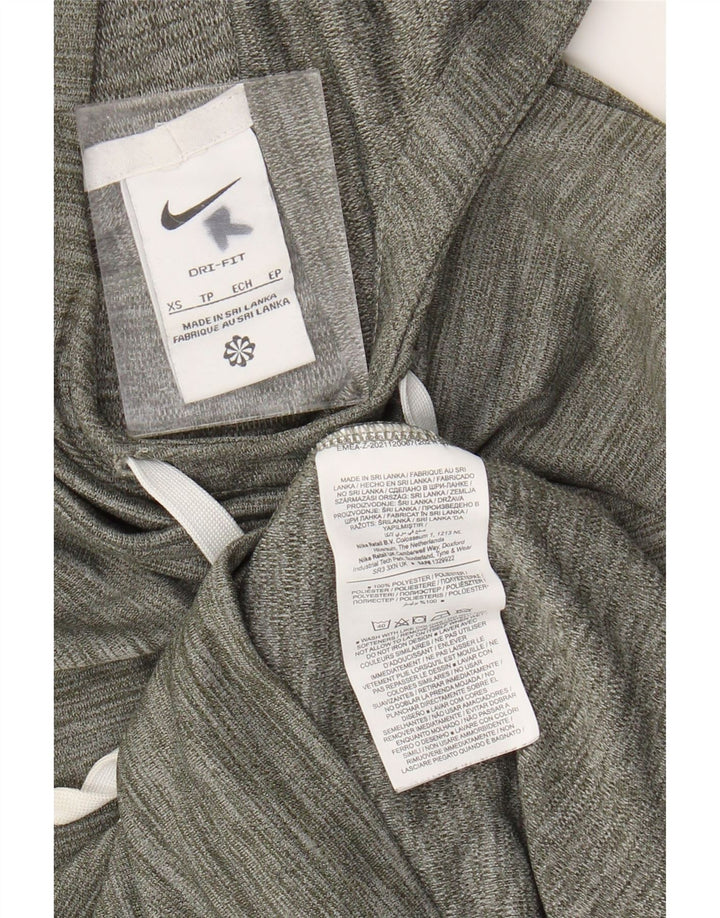 Damski sweter z kapturem NIKE Dri Fit, UK 6 XS, khaki, nakrapiany poliester
