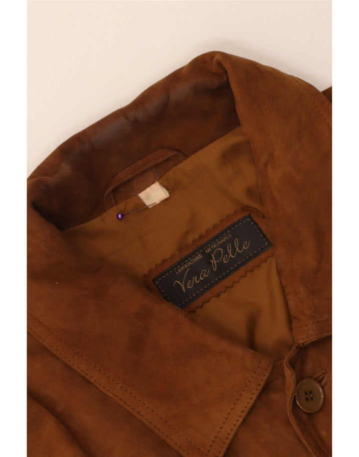 Vintage męska zamszowa kurtka bomber IT 50 duża brązowa skóra