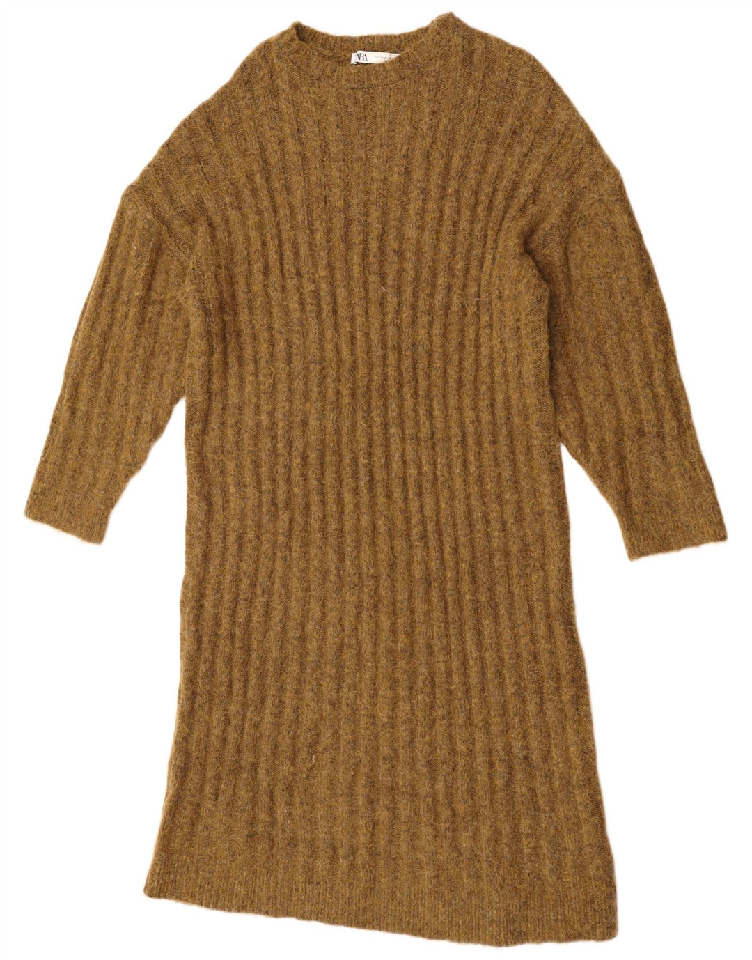 Damska oversize'owa sukienka sweterkowa ZARA UK 14, średni nylon w kolorze khaki