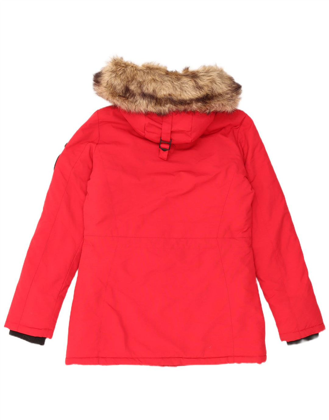 Damska kurtka parka Superdry z kapturem, oversize UK 10, mała, czerwona, nylonowa