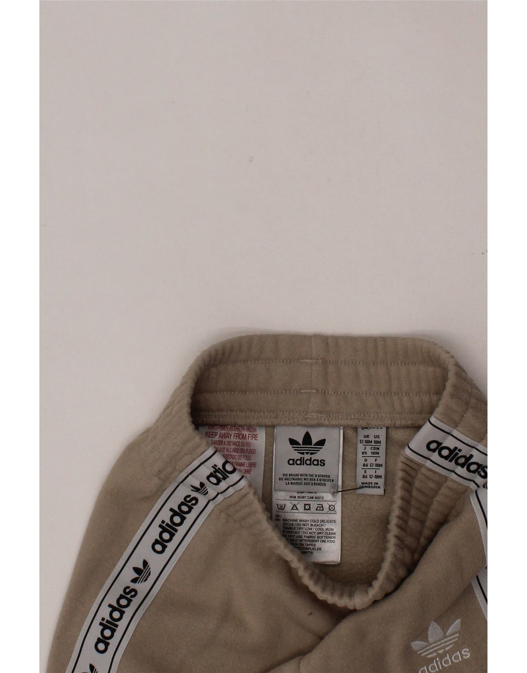 Spodnie dresowe ADIDAS chłopięce z grafiką, 12-18 miesięcy, beżowe