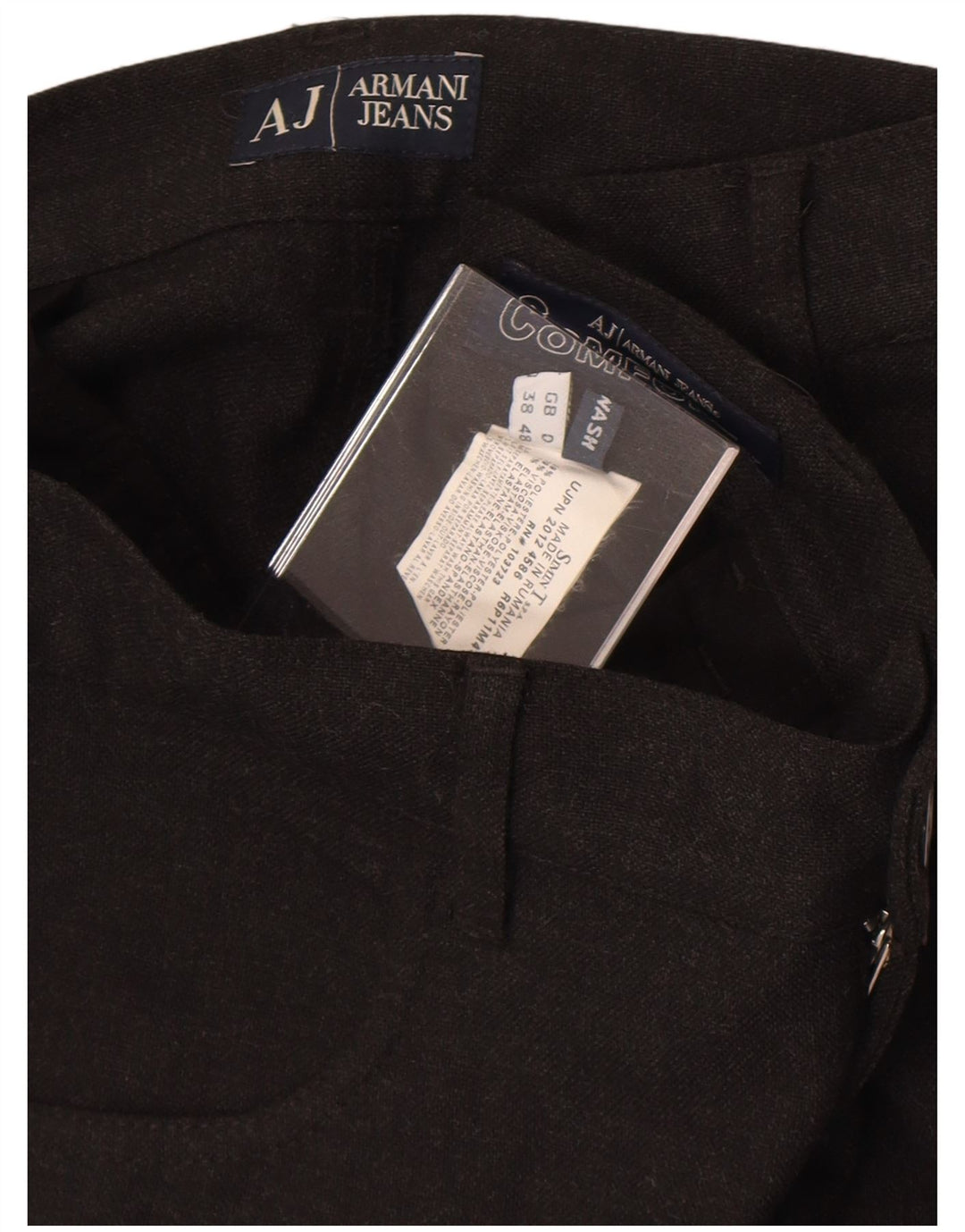 Męskie proste spodnie na co dzień Armani IT 48 Medium W32 L27 Czarny poliester