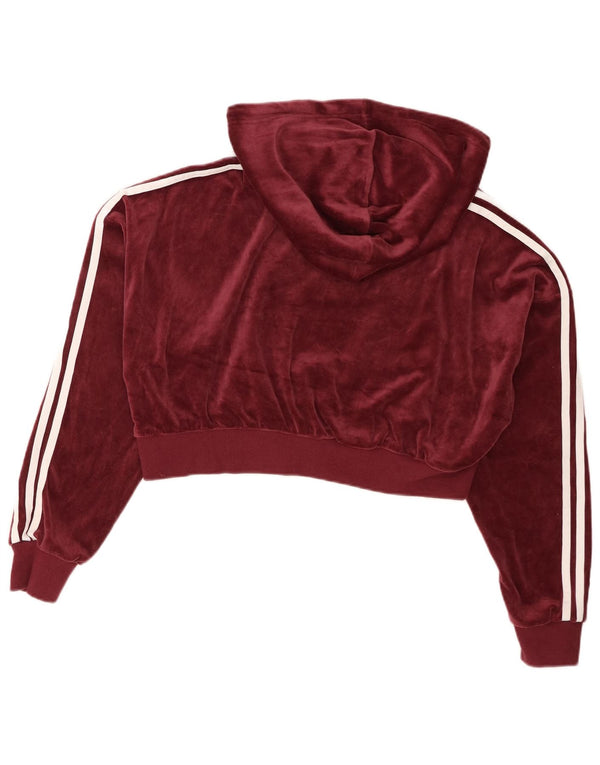 Damska bluza z kapturem Adidas Oversized Crop Velour UK 8 Small Burgundy