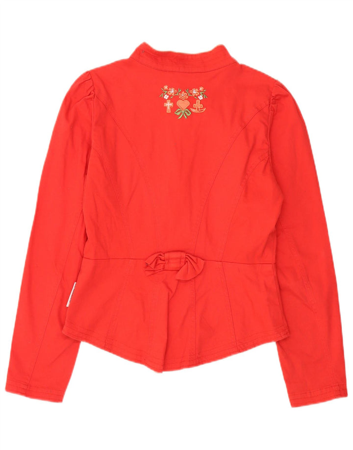 Vintage damska marynarka zapinana na 6 guzików UK 12, średnia czerwona bawełna