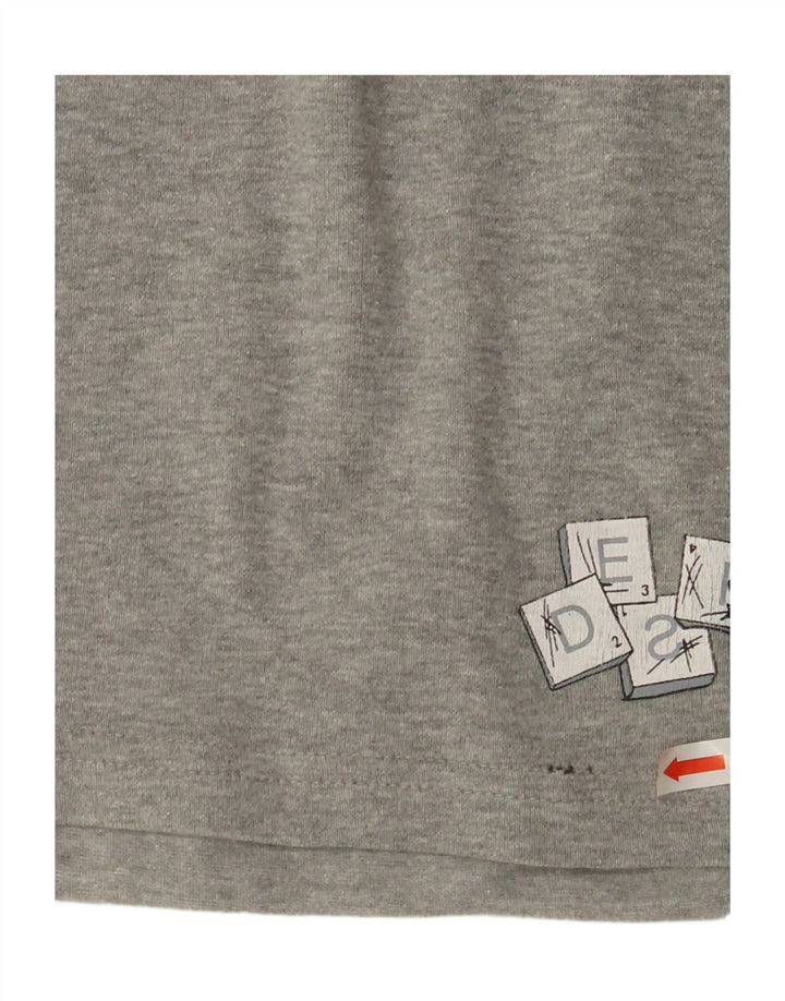 DESIGUAL Womens Graphic Top Long Sleeve UK 10 Small Grey Heart Vintage Desigual and Second-Hand Desigual from Messina Hembry 