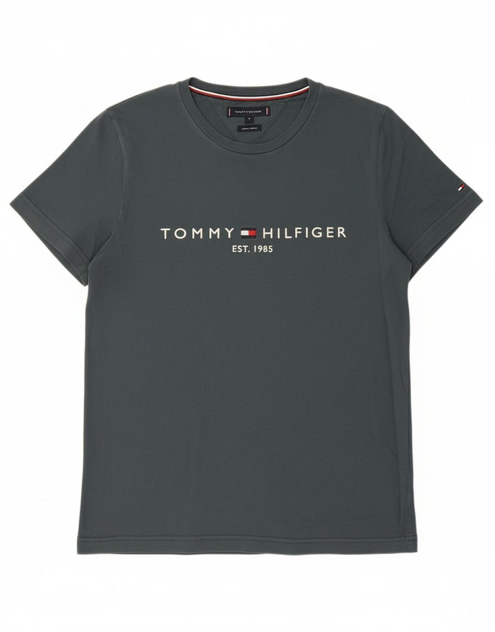 TOMMY HILFIGER Mens Graphic T-Shirt Top Medium Grey Cotton