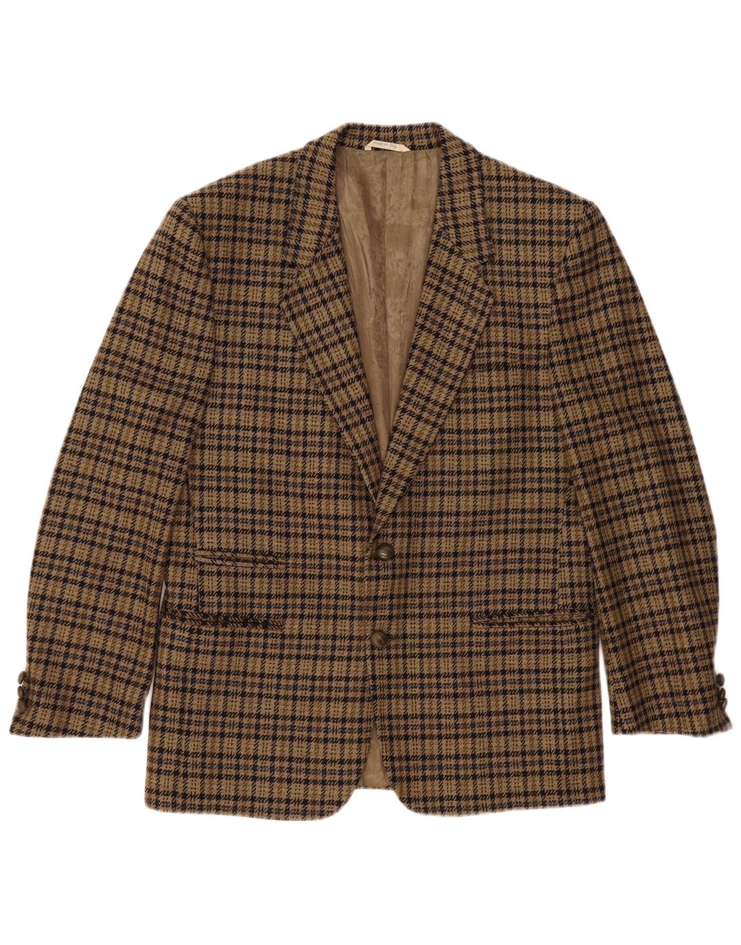 Luigi Botto Męska marynarka zapinana na 2 guziki UK 40 Duża brązowa wełna w pepitkę