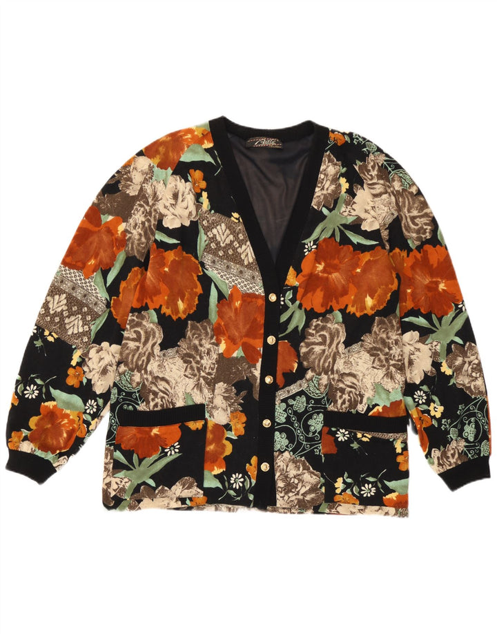 Sweter damski w stylu vintage IT 44 Średni wielobarwny kwiatowy wełniany