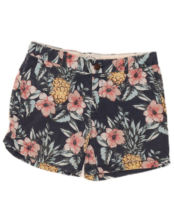Damskie spodenki Chino Fat Face UK 10 Small W32 Granatowa bawełna w kwiaty