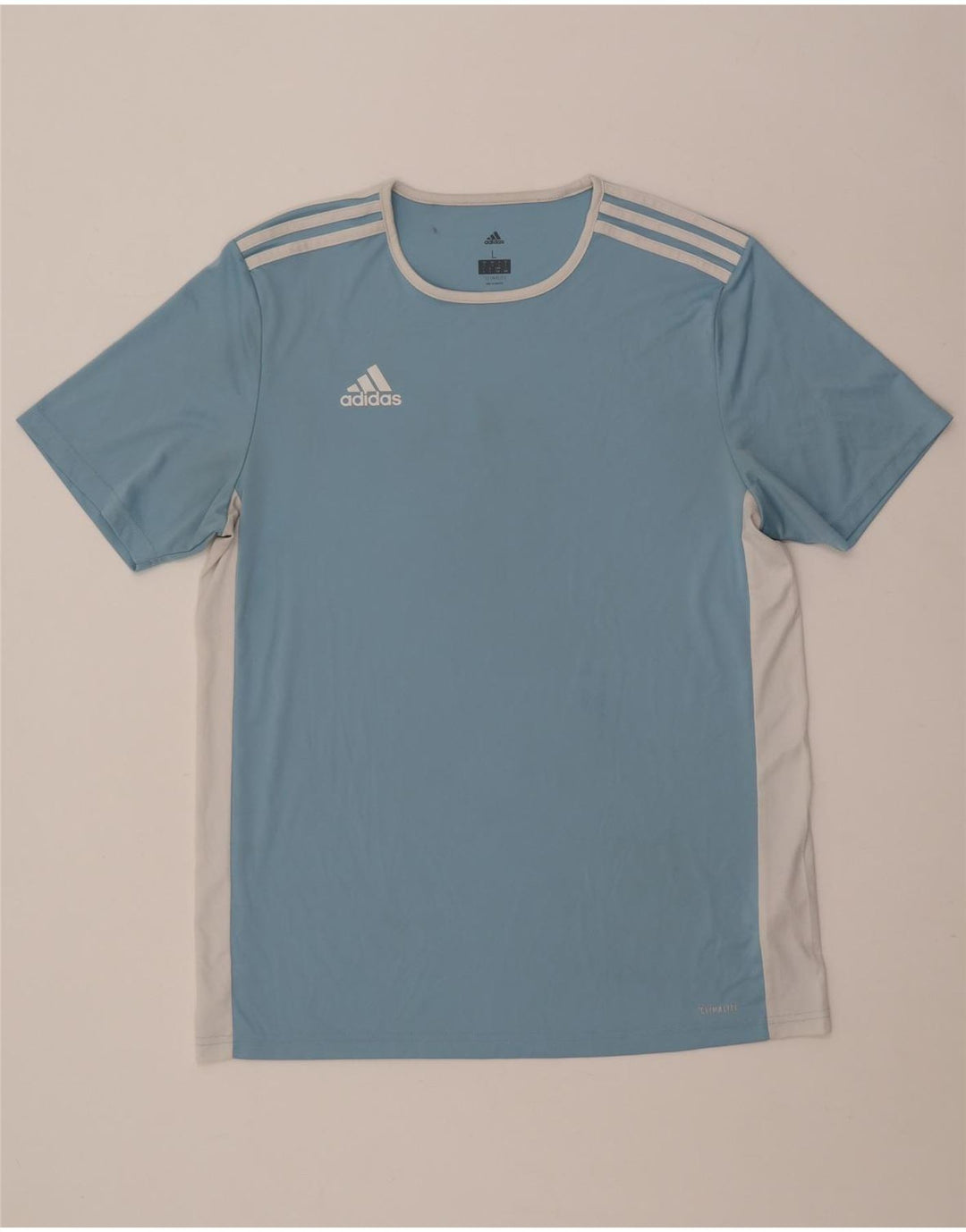 Adidas Męska koszulka Climalite Top, duża, niebieska, poliestrowa z blokami kolorów