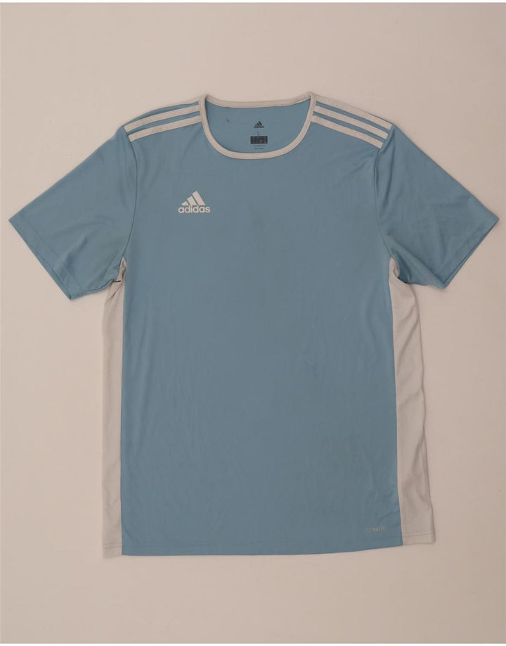 Adidas Męska koszulka Climalite Top, duża, niebieska, poliestrowa z blokami kolorów