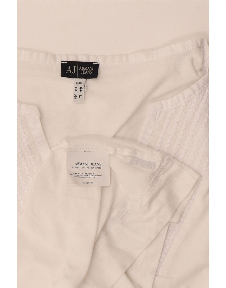 Bluzka damska Armani Jeans Top UK 16, duża, biała bawełna
