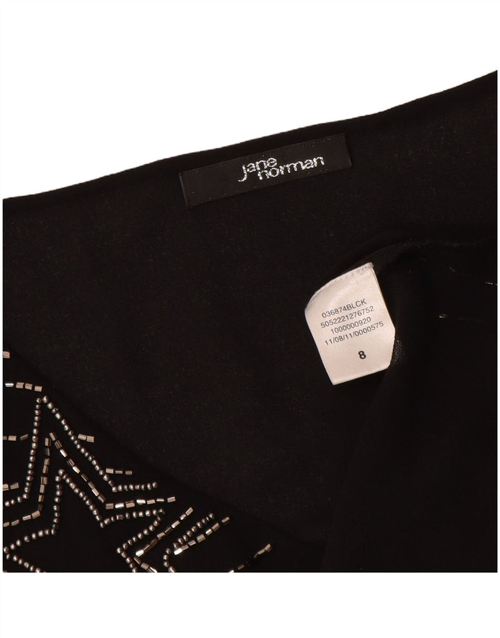 JANE NORMAN Damska bluzka bez rękawów Top UK 8 w małe czarne paski