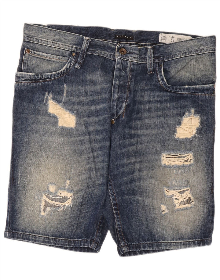 Męskie spodenki jeansowe Sisley W34, duże, niebieskie, bawełniane