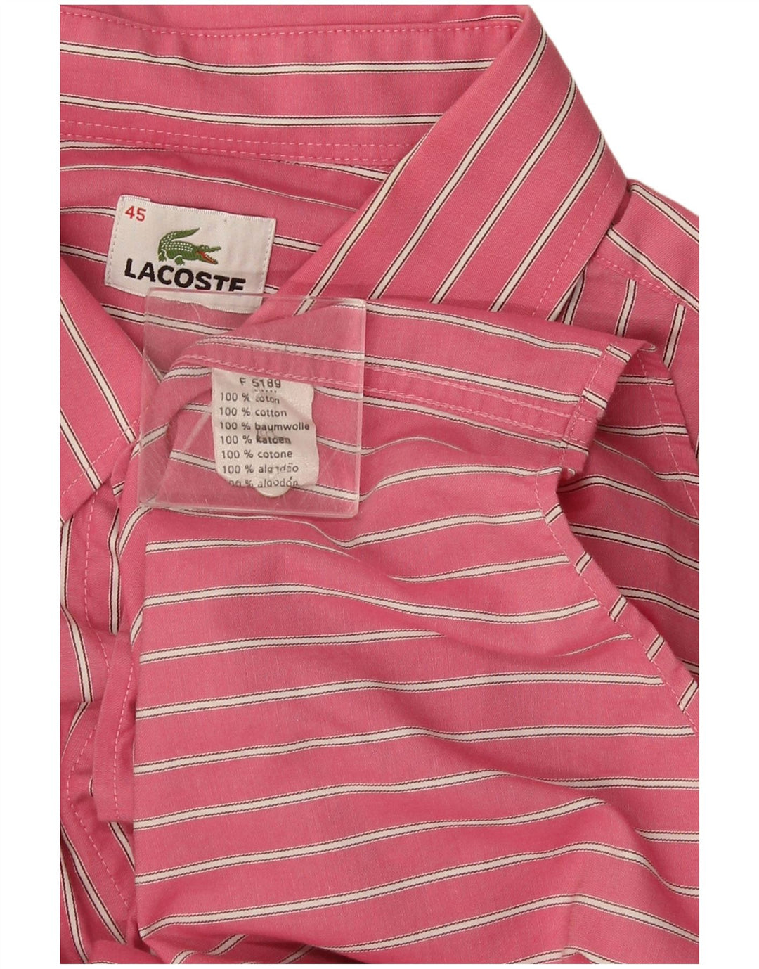 Koszula męska Lacoste rozmiar 45 XL, bawełniana w różowe paski