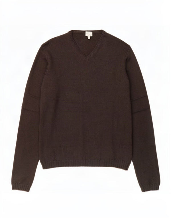 Sweter damski Calvin Klein Jeans z dekoltem w kształcie litery V, UK 18 XL, brązowa wełna