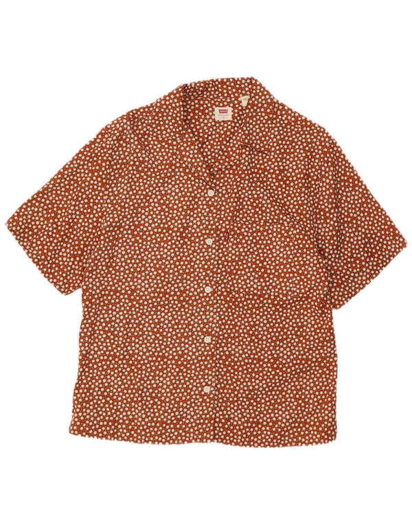 Damska koszula z krótkim rękawem Levi's UK 10 Small Brown Floral Lyocell