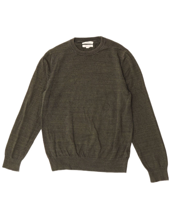 Marks & Spencer Męski sweter z okrągłym dekoltem, średni, bawełniany khaki