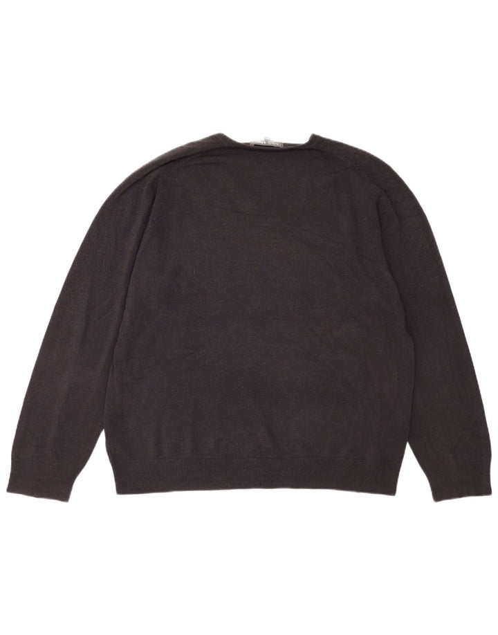 Marks & Spencer Męski sweter z dekoltem w kształcie litery V, 2XL, granatowy, akryl