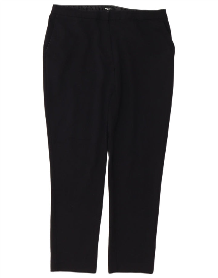 Damskie proste spodnie chino Oasis UK 12 Medium W32 L26 Czarny poliester