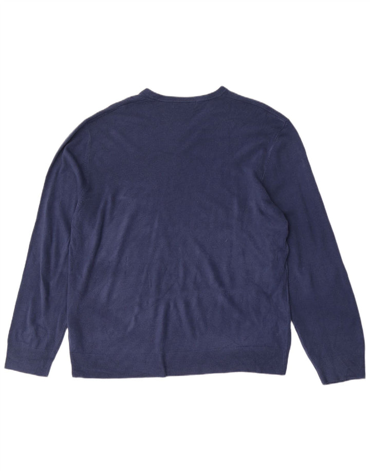 MARKS & SPENCER Męski sweter z dekoltem w kształcie litery V, 2XL, niebieski akryl