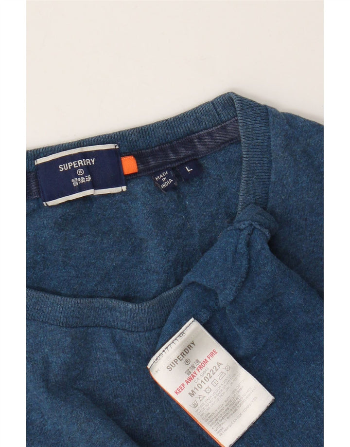 Męski T-shirt Superdry, duży, niebieski, bawełniany w cętki
