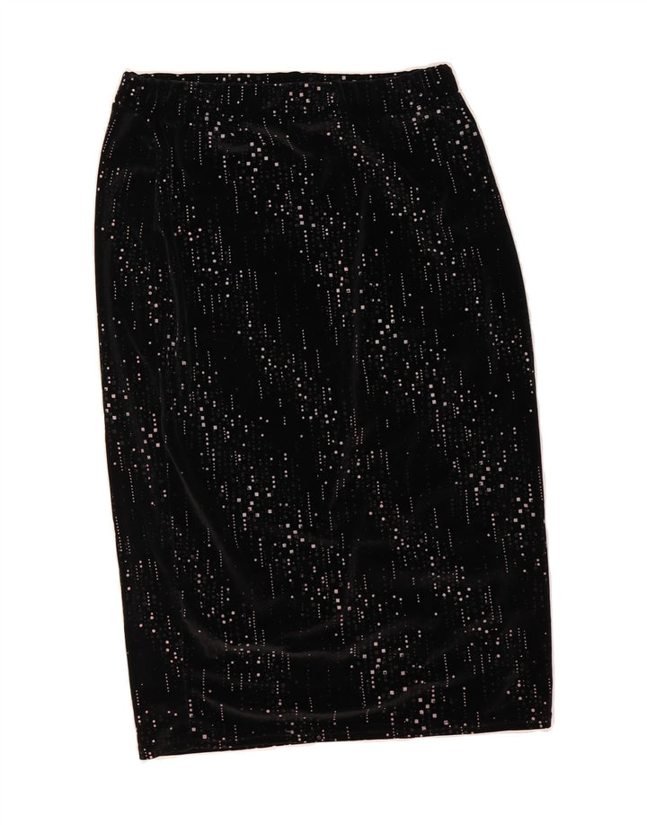 VINTAGE Womens Pencil Skirt UK 12 Medium W30  Black Geometric Polyester Vintage Vintage and Second-Hand Vintage from Messina Hembry 