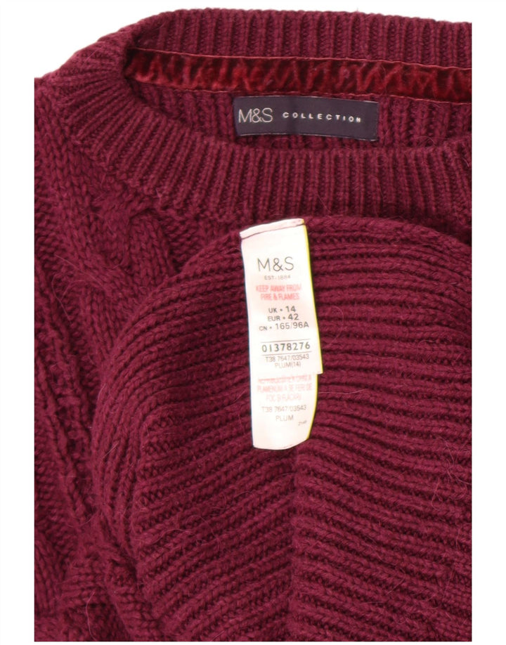 Marks & Spencer Damski sweter z okrągłym dekoltem, UK 14, średni bordowy