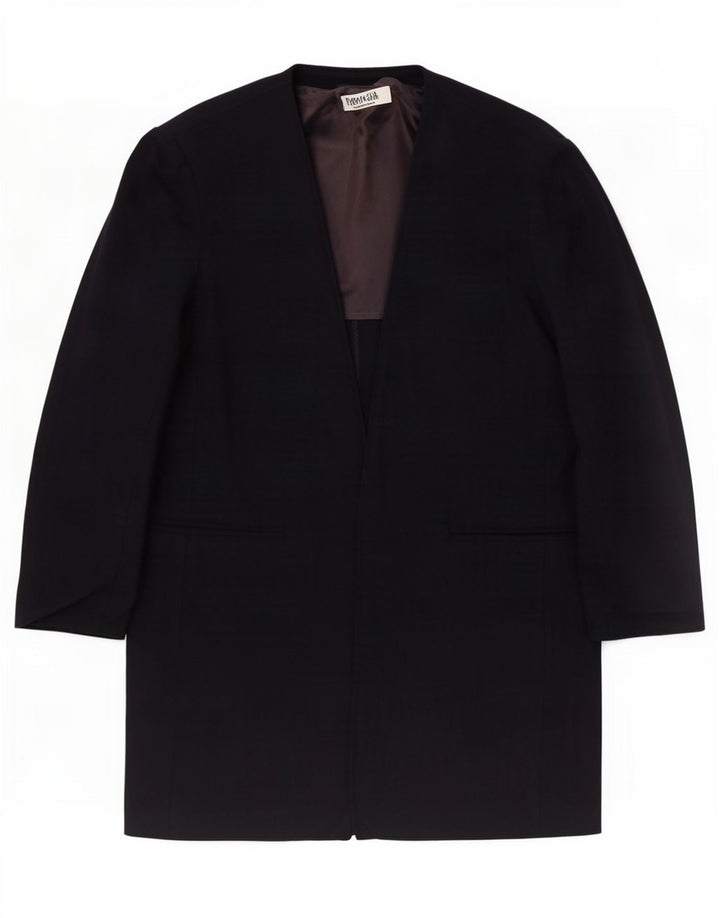 Damska marynarka Marella Longline Open Blazer UK 12 Średni Granatowy Nowa Wełna