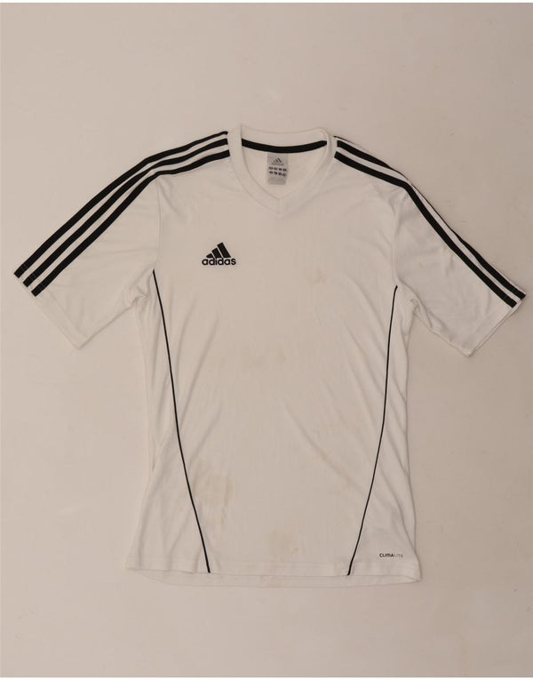 Męski T-shirt ADIDAS Climalite, mały, biały, poliestrowy