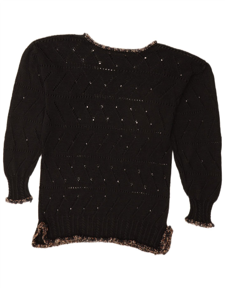 Sweter damski VINTAGE z dekoltem w łódkę UK 14, średni czarny