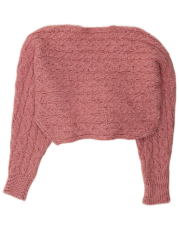 Zara Damski sweter typu Crop Oversize UK 10 Mały, różowy, akrylowy