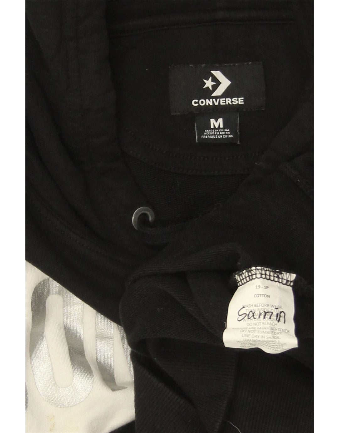 CONVERSE Męski sweter z kapturem i grafiką, bawełniany, średniej wielkości, w kolorze czarnym