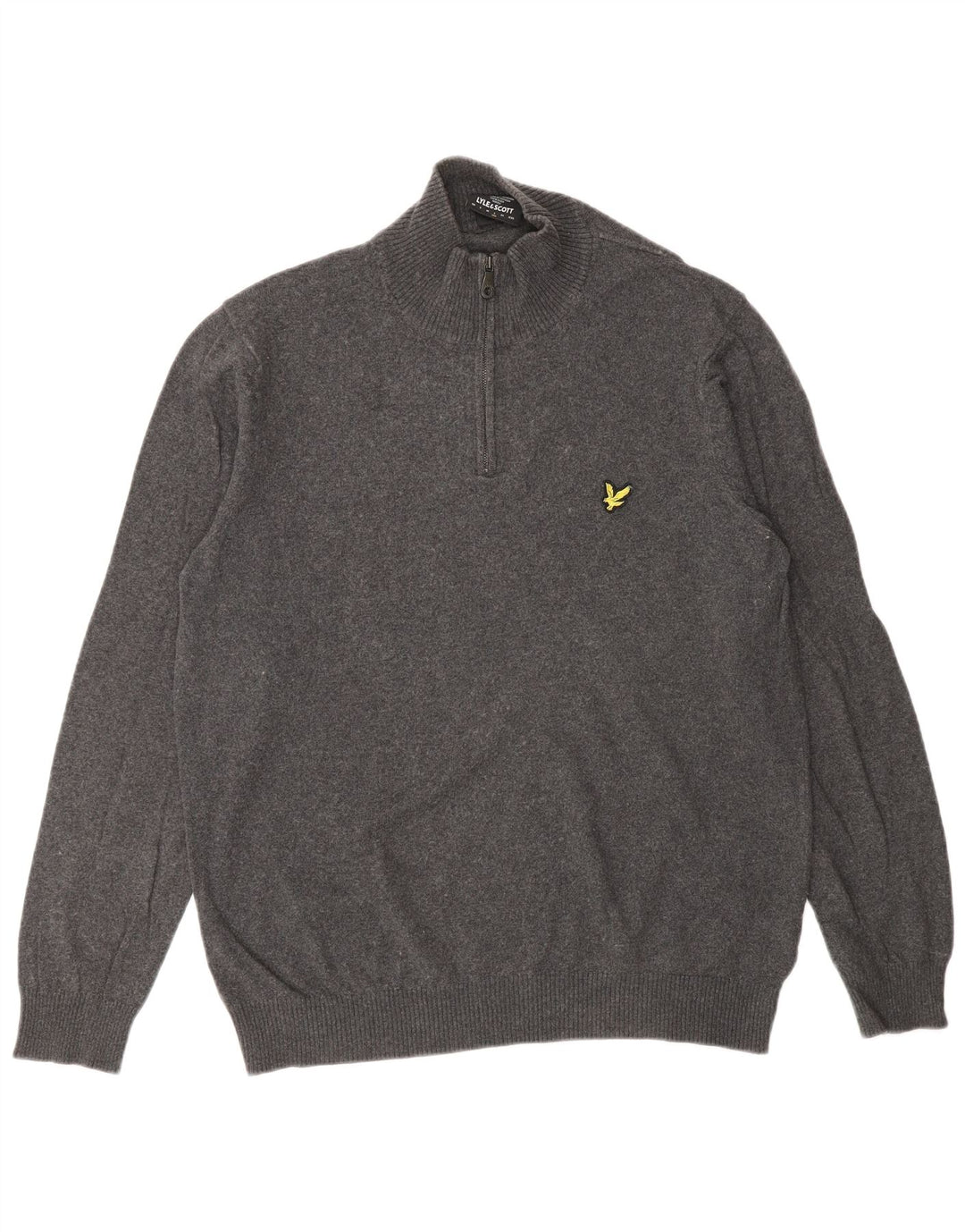 Lyle & Scott Męski sweter z zamkiem błyskawicznym, duży, szary, bawełniany