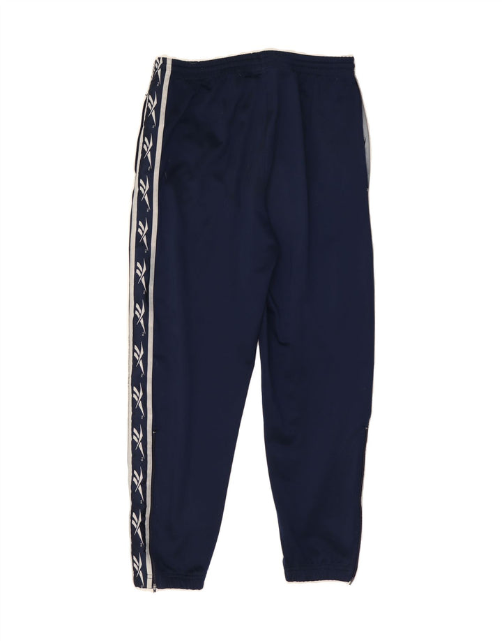 REEBOK Mens Graphic Tracksuit Trousers Joggers Small  Navy Blue Vintage Reebok and Second-Hand Reebok from Messina Hembry 