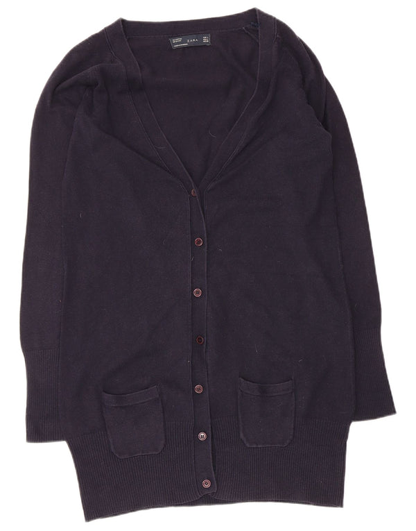 Damski sweter o przedłużonym fasonie Zara UK 14, duży, granatowy, bawełniany