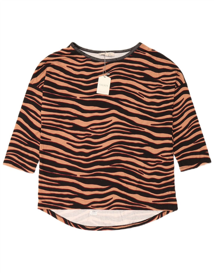 Damski top oversize Oasis z rękawem 3/4, UK 10, mały brązowy nadruk zwierzęcy