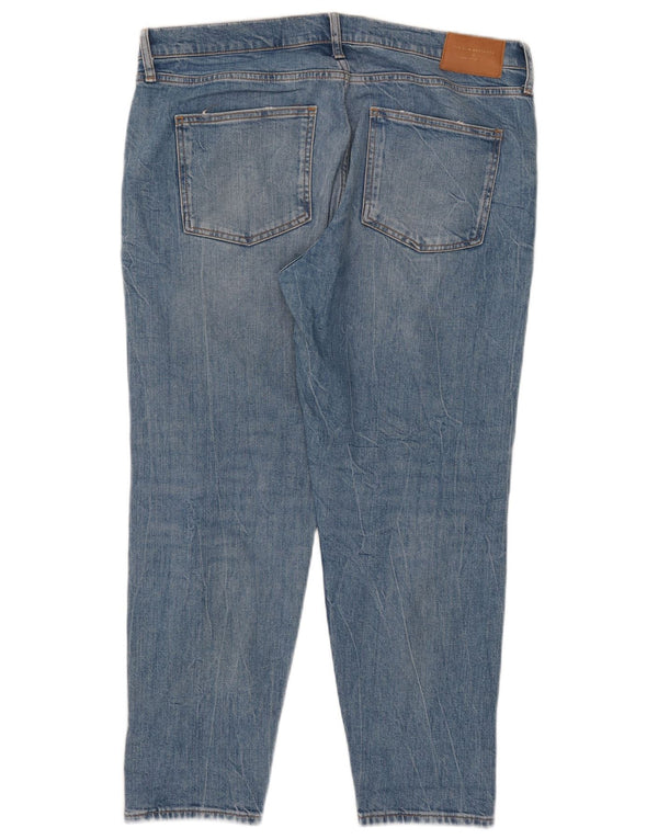 Damskie jeansy Zara w trudnej sytuacji, przycięte, EU 44 XL W34 L27, niebieska bawełna