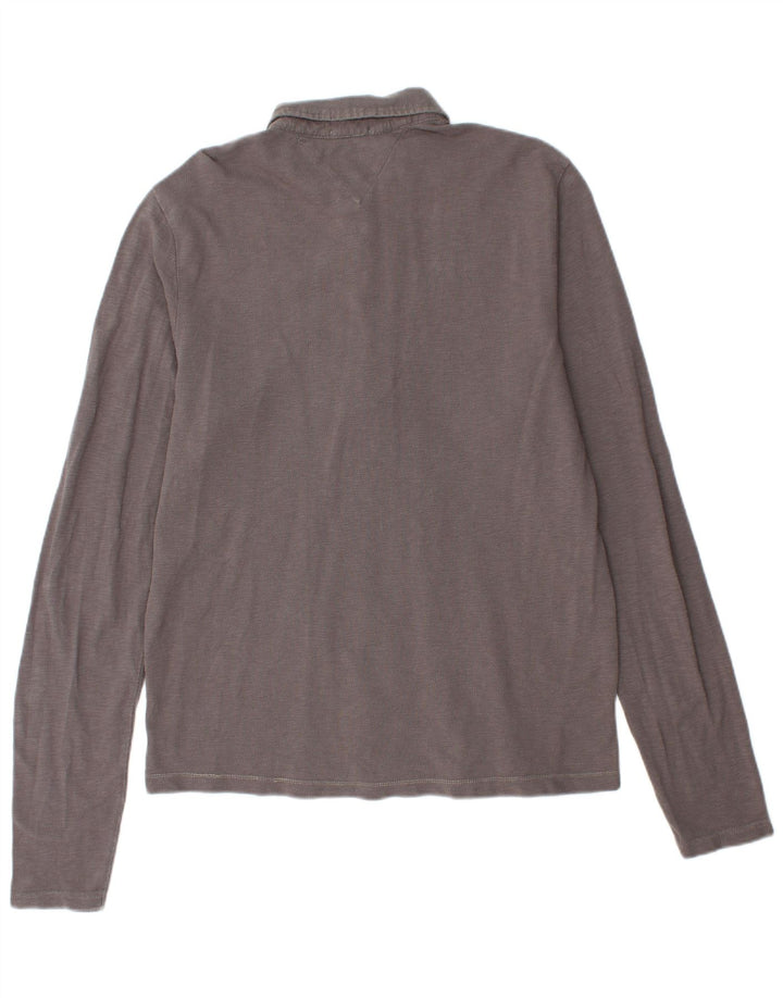 Męska koszulka polo z długim rękawem i grafiką TOMMY HILFIGER, XL, szara