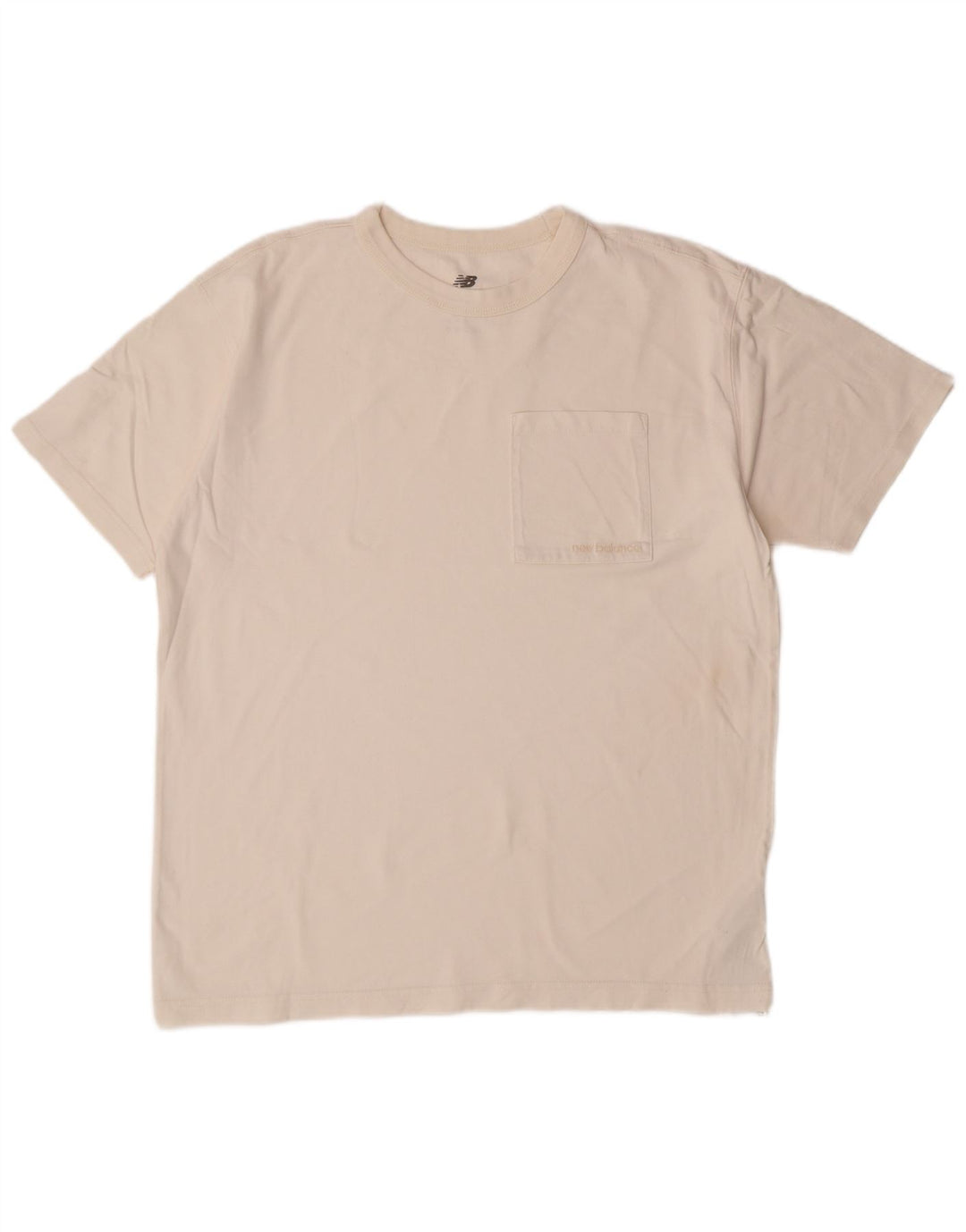 NEW BALANCE Mens T-Shirt Top Large Off White Cotton