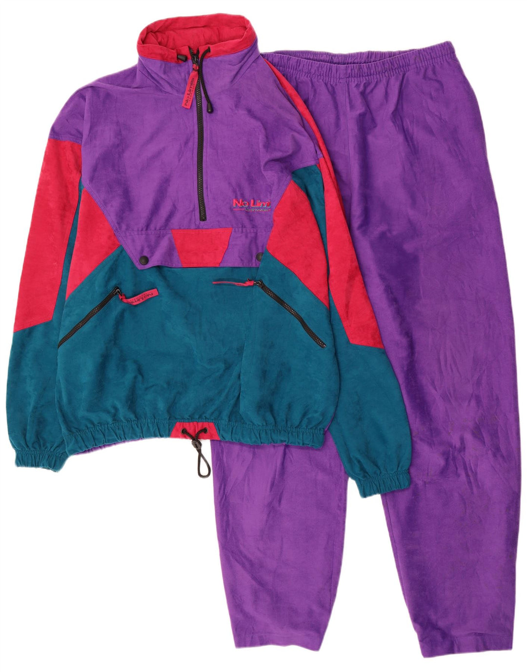 Męski sweter z kapturem No Limits, pełny dres, 2XL, fioletowy, blok kolorów
