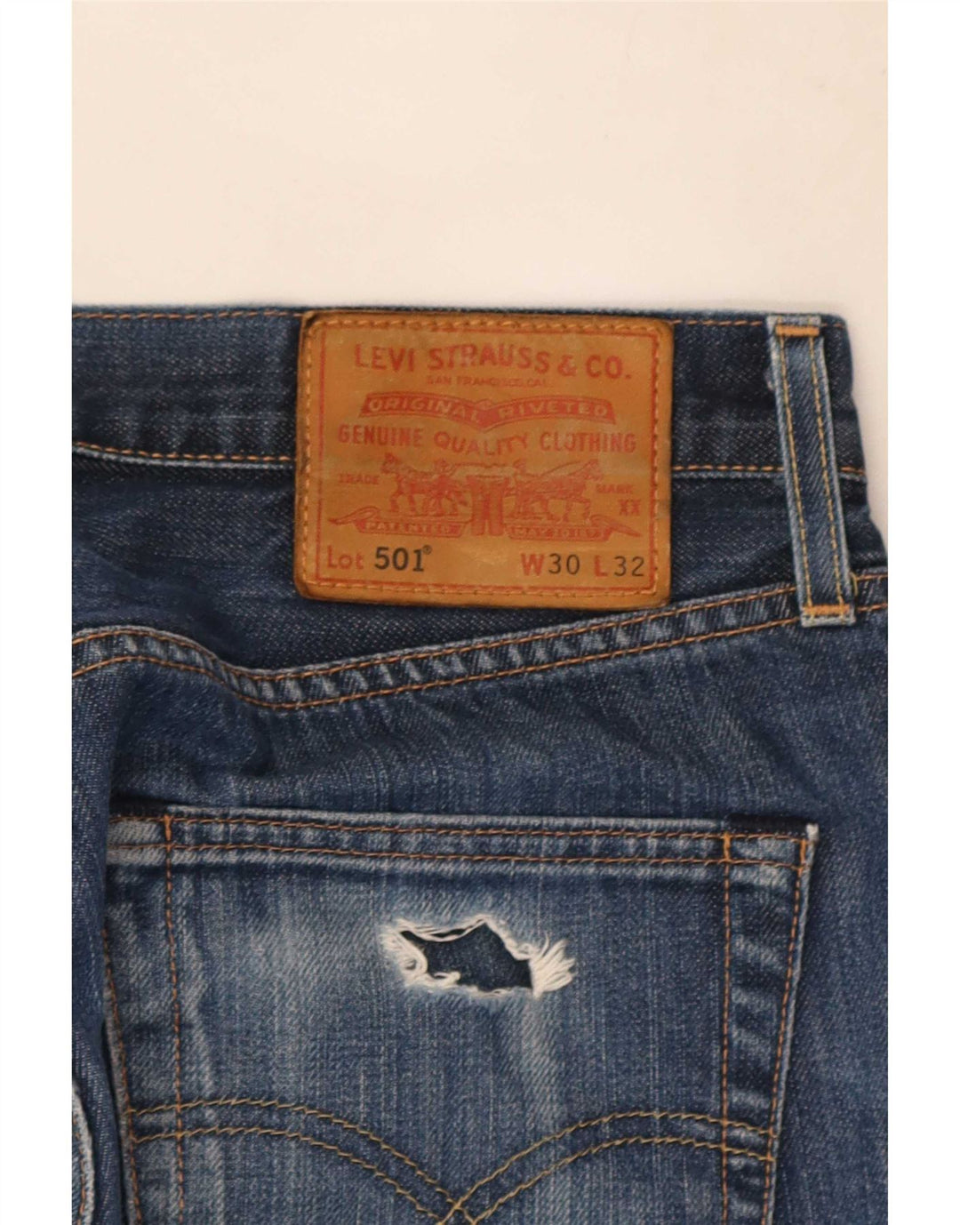Męskie jeansy Levi's 501 Straight W30 L32 Niebieskie bawełniane