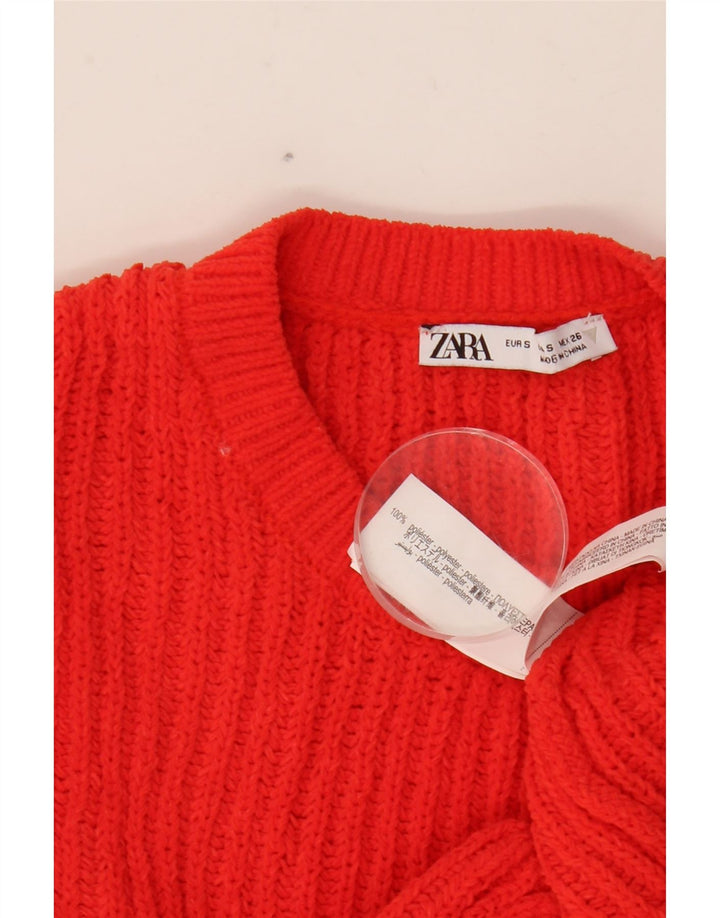 Damski sweter typu Crop Oversize z okrągłym dekoltem ZARA UK 10 Small Red