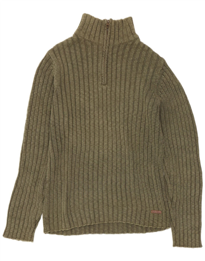 Marlboro Classics Męski sweter z zamkiem błyskawicznym, duży, bawełniany khaki