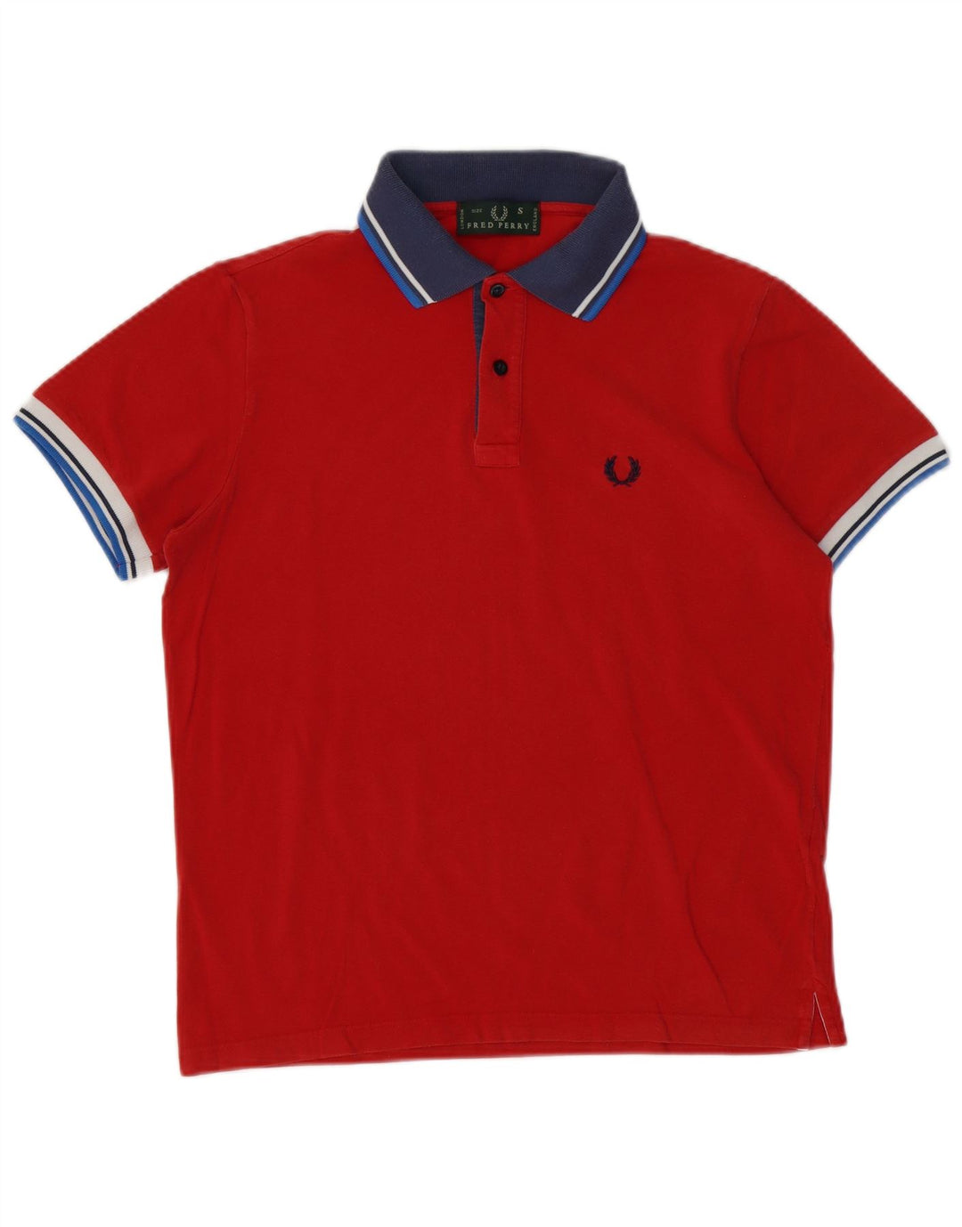 Męska koszulka polo FRED PERRY, mała, czerwona, bawełniana w bloki kolorów