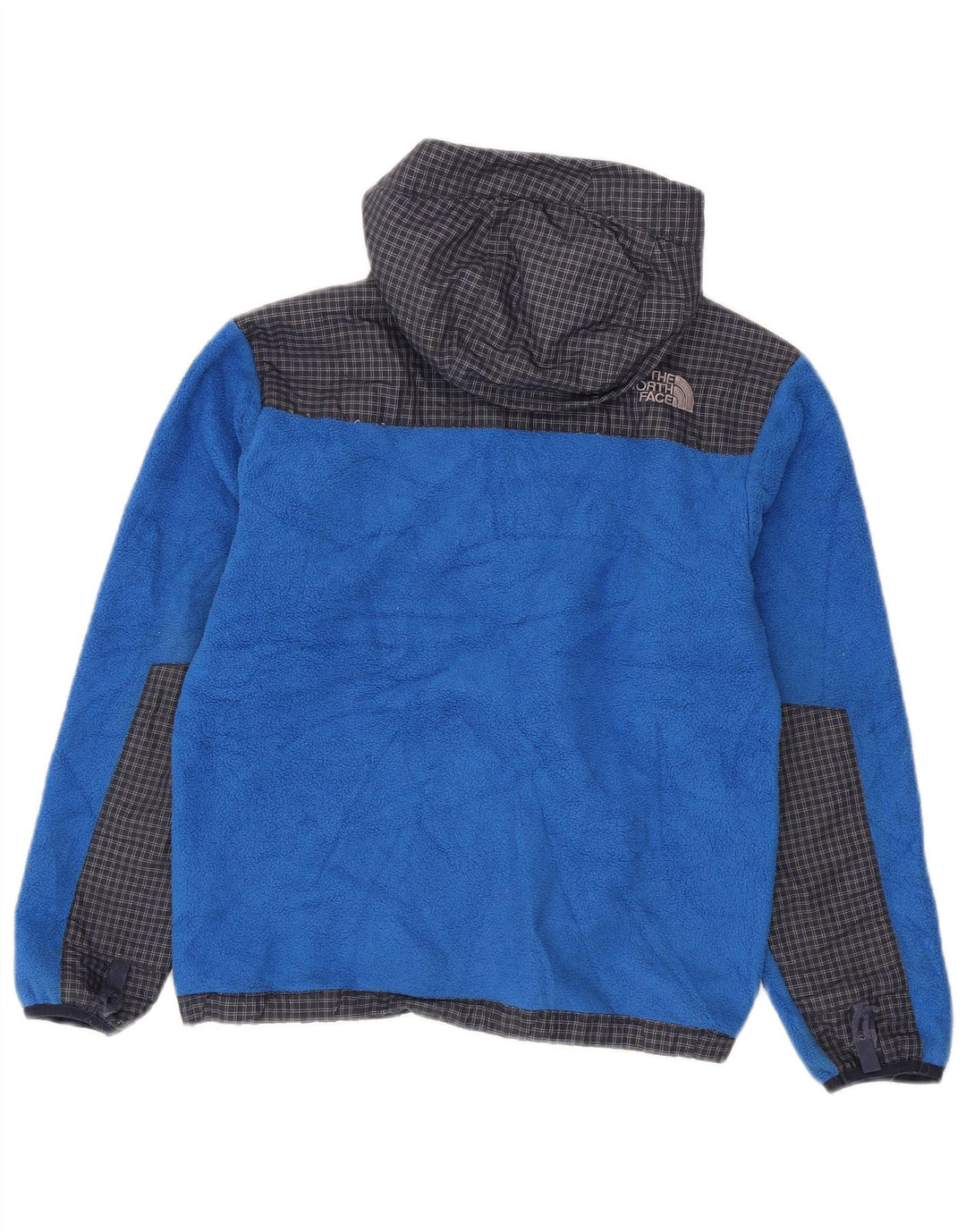 Chłopięca kurtka polarowa z kapturem The North Face 10-11 lat, w średnią niebieską kratkę