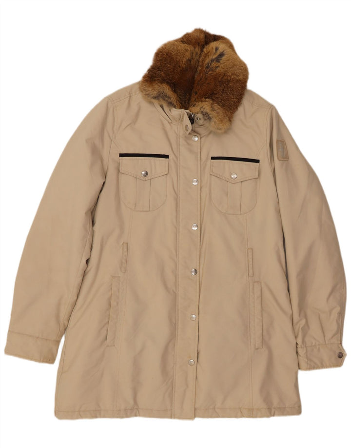 Damski płaszcz wiatrówkowy REFRIGUE UK 18 XL, beżowy poliester